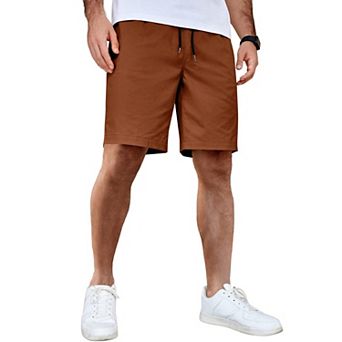 COOFANDY Men's Casual Shorts Cotton Elastic Waist Drawstring Shorts Lightweight Summer Beach Shorts