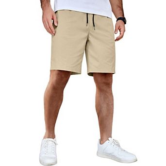 COOFANDY Men's Casual Shorts Cotton Elastic Waist Drawstring Shorts Lightweight Summer Beach Shorts