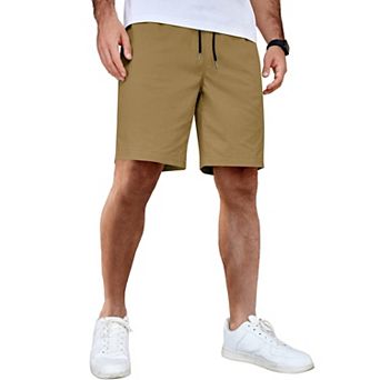 COOFANDY Men's Casual Shorts Cotton Elastic Waist Drawstring Shorts Lightweight Summer Beach Shorts