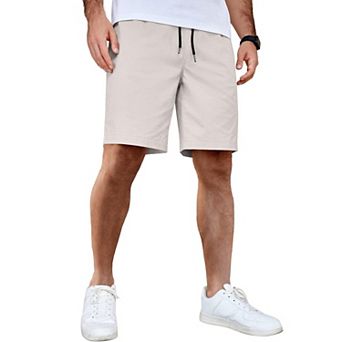 COOFANDY Men's Casual Shorts Cotton Elastic Waist Drawstring Shorts Lightweight Summer Beach Shorts