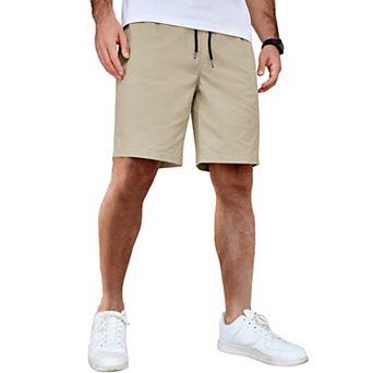 COOFANDY Men's Casual Shorts Cotton Elastic Waist Drawstring Shorts Lightweight Summer Beach Shorts
