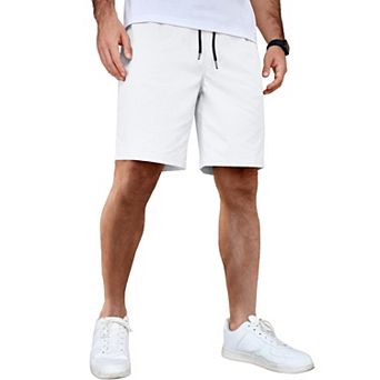 COOFANDY Men's Casual Shorts Cotton Elastic Waist Drawstring Shorts Lightweight Summer Beach Shorts