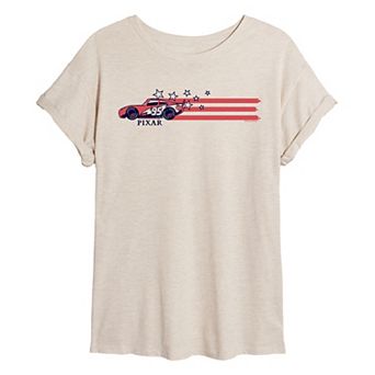 Juniors' Disney / Pixar's Cars Stars & Stripes Oversized Tee