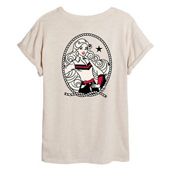 Juniors' Barbie Western Americana Oversized Tee