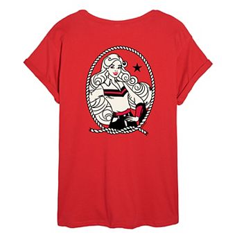 Juniors' Barbie Western Americana Oversized Tee