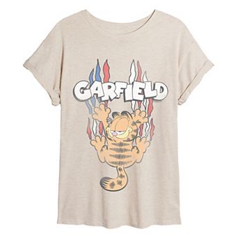 Juniors' Garfield Americana Distressed Oversized Tee