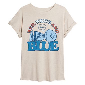 Juniors' Peanuts Charlie Brown Oversized Tee