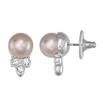 You're Invited Silver Tone Simulated Pearl Stud Earrings