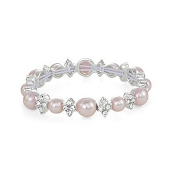 You're Invited Silver Tone Simulated Pearl Stretch Bracelet