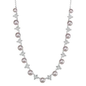 You're Invited Silver Tone Simulated Pearl Collar Necklace