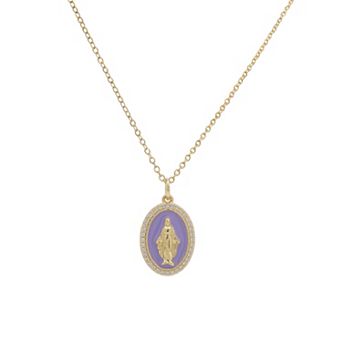 PRIMROSE Cubic Zirconia Virgin Mary Medallion Pendant Necklace