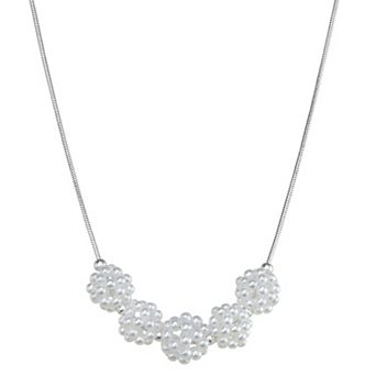 You're Invited Silver Tone Simulated Pearl Frontal Necklace