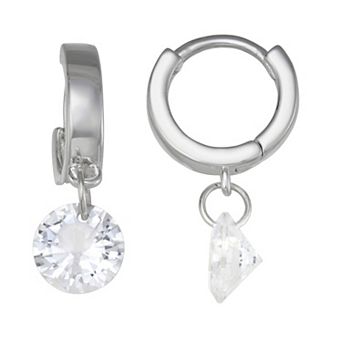 You're Invited Silver Tone Cubic Zirconia Huggie Earrings