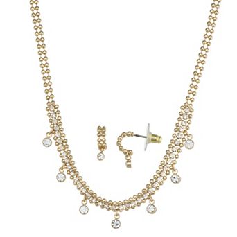 You're Invited Gold Tone Necklace & Earring Set
