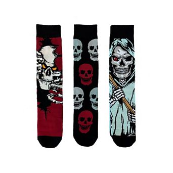 Men’s 3-Pack Horror Reaper Crew Socks in Coffin Gift Box