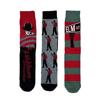 Men’s 3-Pack A Nightmare on Elm Street Freddy Krueger Crew Socks in Coffin Gift Box