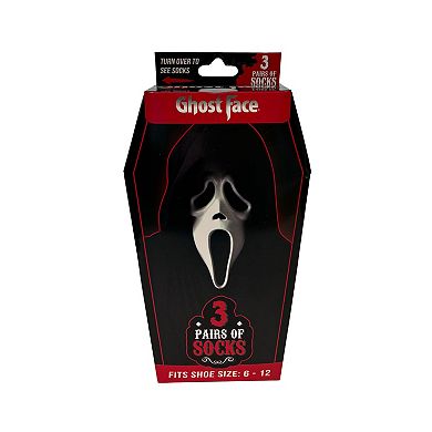 Ghost Face Men’s 3-Pack Crew Socks in Coffin Gift Box