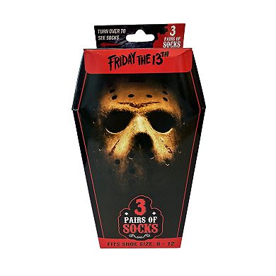 Men's Friday the 13th Jason 3-Pack Crew Socks in Coffin Gift Box
