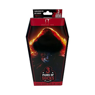 IT Pennywise Men’s Crew Socks 3-Pack in Coffin Gift Box