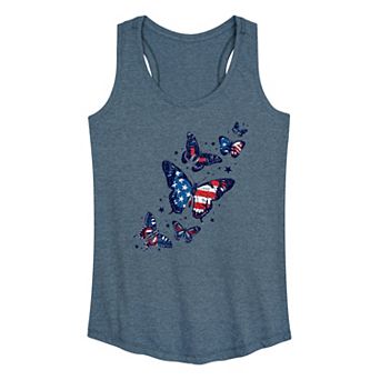 Women's Patriotic Butterflies Graphic Racerback Tank Top