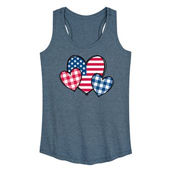 Women's USA Patterned Hearts Graphic Racerback Tank Top