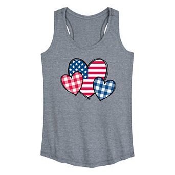 Women's USA Patterned Hearts Graphic Racerback Tank Top