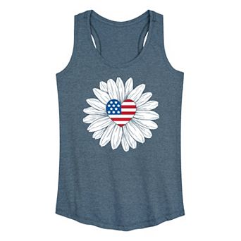 Women's Daisy USA Flag Heart Graphic Racerback Tank Top