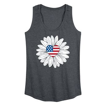 Women's Daisy USA Flag Heart Graphic Racerback Tank Top