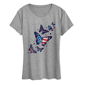 Women's Patriotic Butterflies Graphic Tee