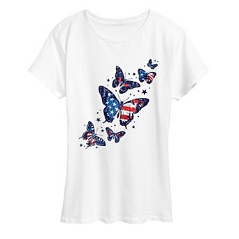 Women's Patriotic Butterflies Graphic Tee