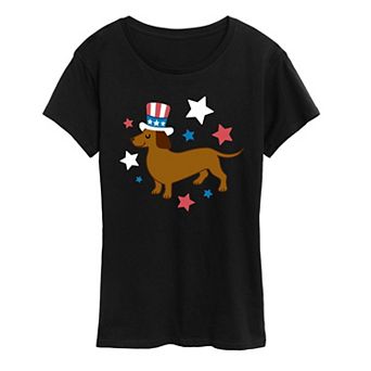 Women's Patriotic Dachshund Graphic Tee
