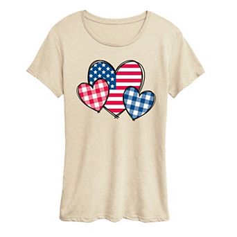Women's USA Patterned Hearts Graphic Tee