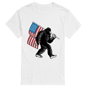 Big & Tall Sasquatch With American Flag Graphic Tee