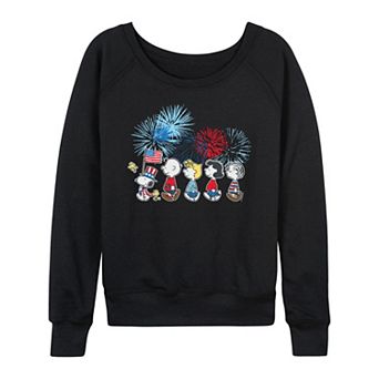 Women's Peanuts Patriotic Parade & Fireworks French Terry Long Sleeve Tee
