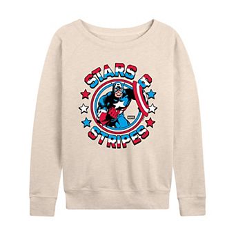 Women's Marvel Captain America Stars & Stripes French Terry Long Sleeve Tee
