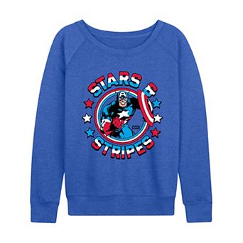 Women's Marvel Captain America Stars & Stripes French Terry Long Sleeve Tee