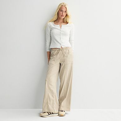 Juniors' Project Indigo Tie Waistband Wide Leg Pants