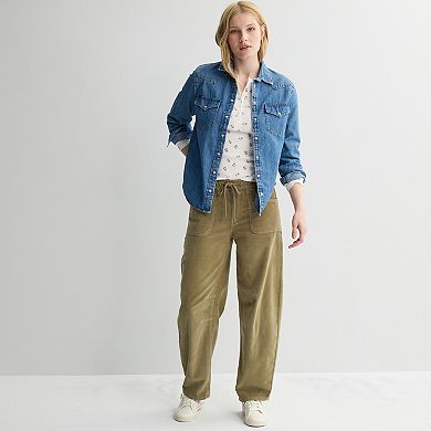 Juniors' Project Indigo Mid Rise Barrel Leg Pants