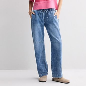 Juniors' Vanilla Star Pull On Barrel Jeans