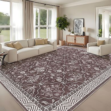 Area Rug Vintage Rug for Living Room Bedroom Dining Table, Non Slip Distressed Washable
