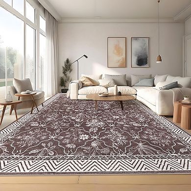 Area Rug Vintage Rug for Living Room Bedroom Dining Table, Non Slip Distressed Washable
