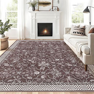 Area Rug Vintage Rug for Living Room Bedroom Dining Table, Non Slip Distressed Washable