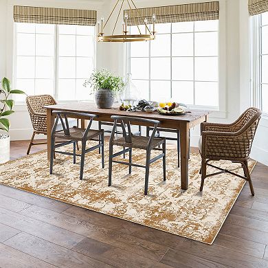 Abstract Boho Area Rug with Non-Slip Backing Soft Washable Throw Carpet