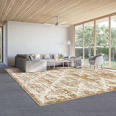 Abstract Boho Area Rug with Non-Slip Backing Soft Washable Throw Carpet
