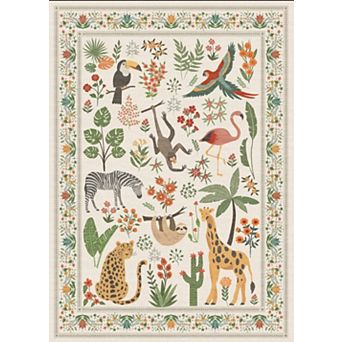 Animal Print Rug for Living Room Washable Non Slip Backing Floor Carpet Soft Low Pile