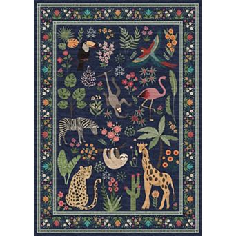 Animal Print Rug for Living Room Washable Non Slip Backing Floor Carpet Soft Low Pile