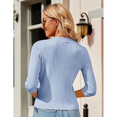 Womens Cropped Cardigan Knit Shrugs for Dresses Tops V Neck Button Down Cardigans Sweaters