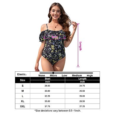 Women's One Piece Off-Shoulder Maternity Swimsuits Ruffle Pregnancy Bathing Suit