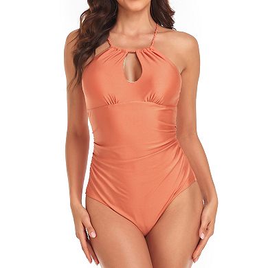 Women's Solid Color Triangle One Piece Swimsuit Backless
