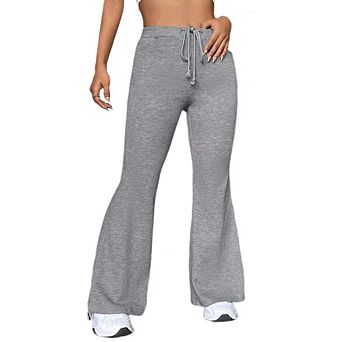 Women's Drawstring Waist Bell Bottom Flare Leg Sweatpants Sports Causal Pants
